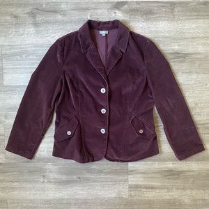 J Jill Plum Purple Corduroy Blazer Jacket Medium